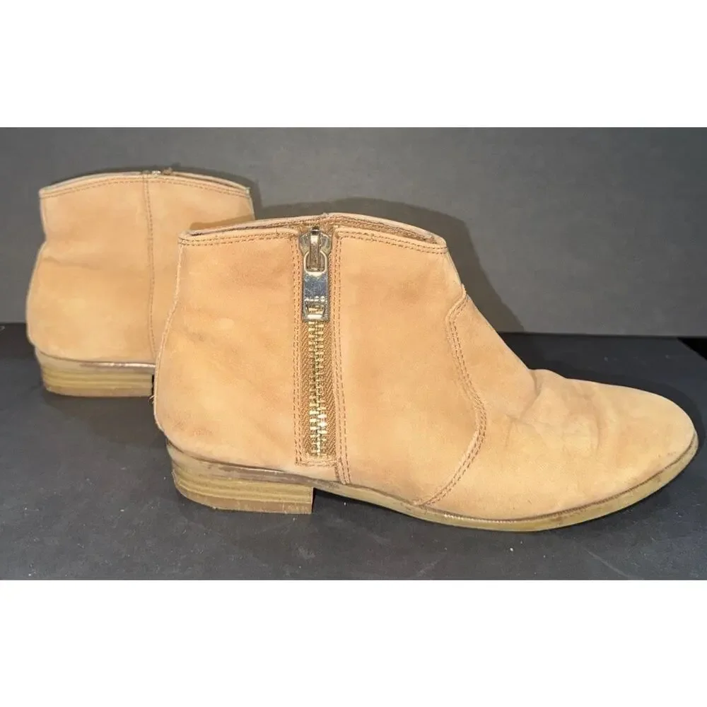 Aldo Booties Tan Leather Zip Up Size‎ 6.5 Boho Hippy Cottagecore